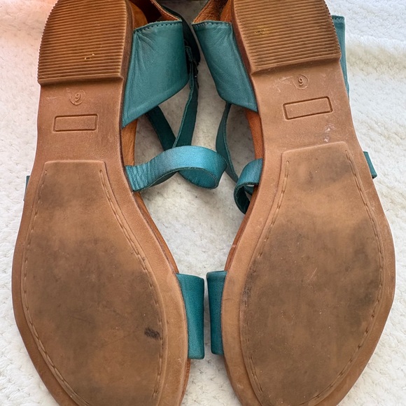 Miz Mooz Women's Alanis Turquoise Leather Strappy Flat Sandals Size 36 US 6 - Picture 7 of 7